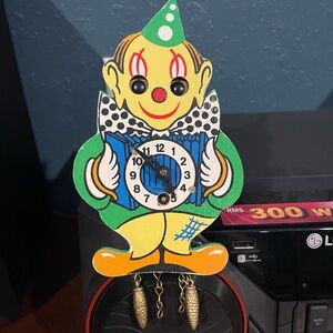 Rare Vintage Made in Germany Clown Clock Tested  Works Perfectly No Pendalin